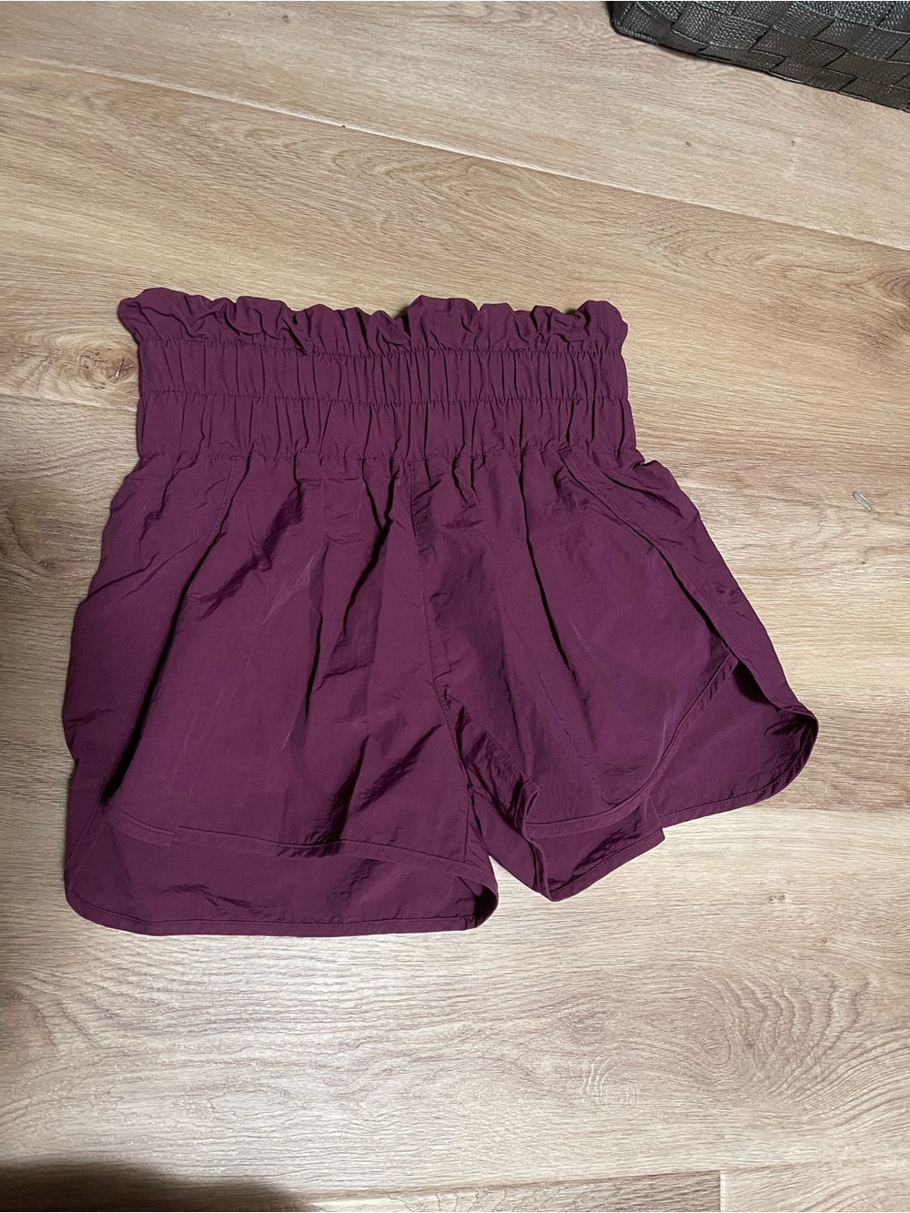 Zenana High-Waist Smocked Wine Purple Shorts